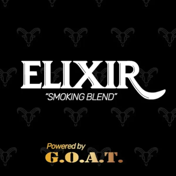 Elixir Smoking Blend logo with goat graphics