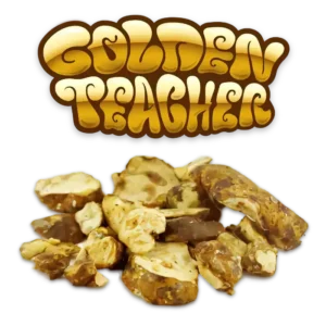 Golden Teacher mushrooms logo and product