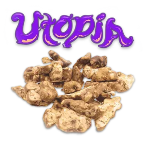 Utopia logo above pile of truffles