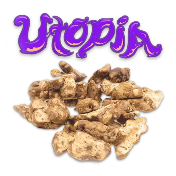 Utopia logo above pile of truffles